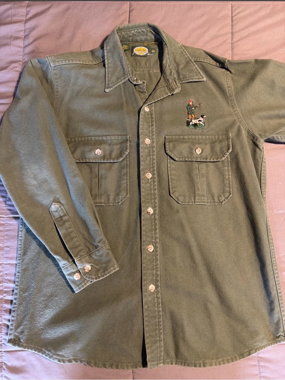 Vintage Cabela's Bird Hunting Chamois Long Sleeve Button Down Shirt Large RARE